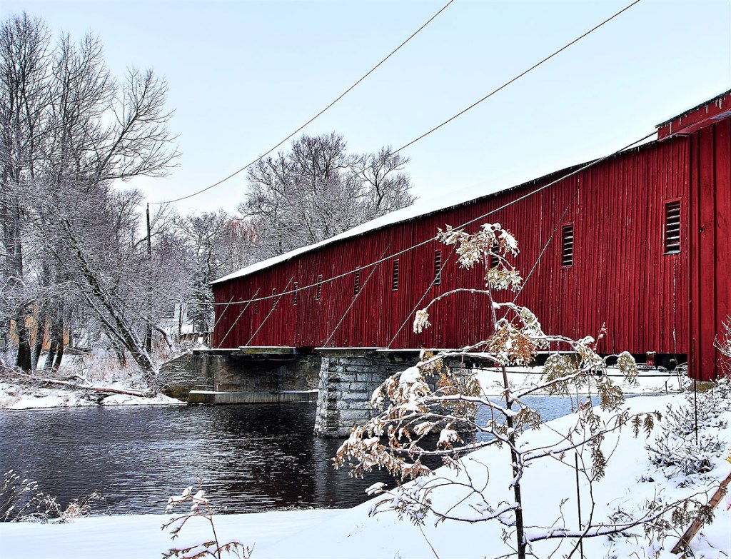 Another POV of West Montrose Covered Bridge during the gorgeous winter wonderland season.